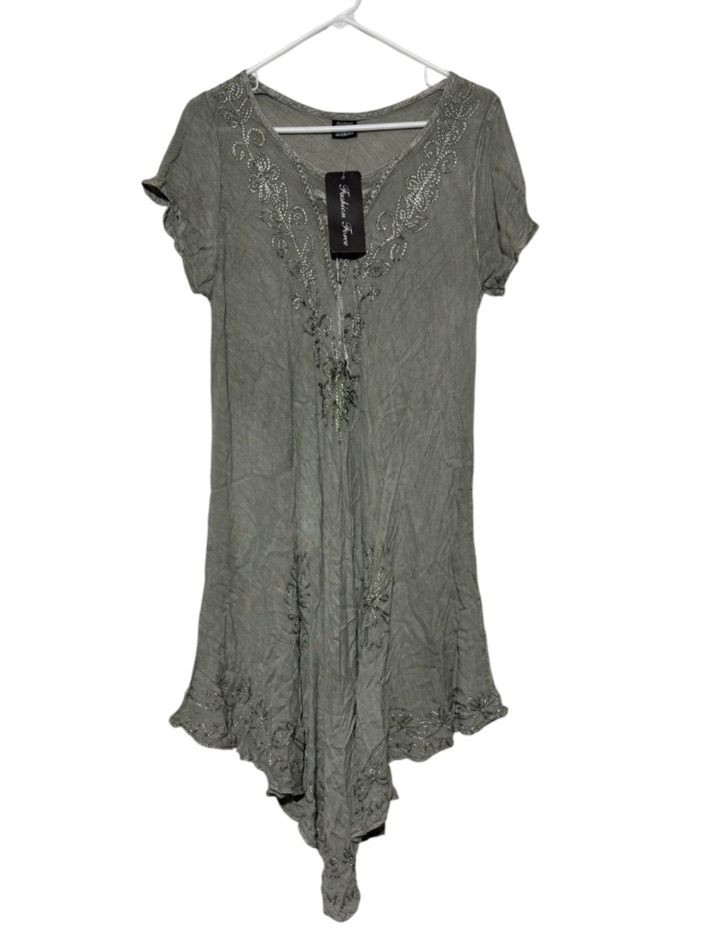 NWT Fairy Grunge Nymph Dress Size Medium Sage Green Corset Lace Up Elbroidered